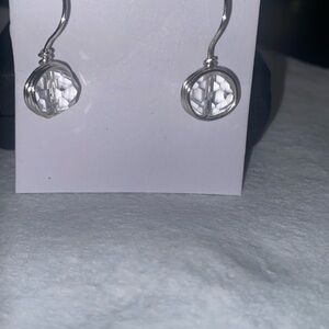 NWT White Quartz (clear) gemstone earrings in silver